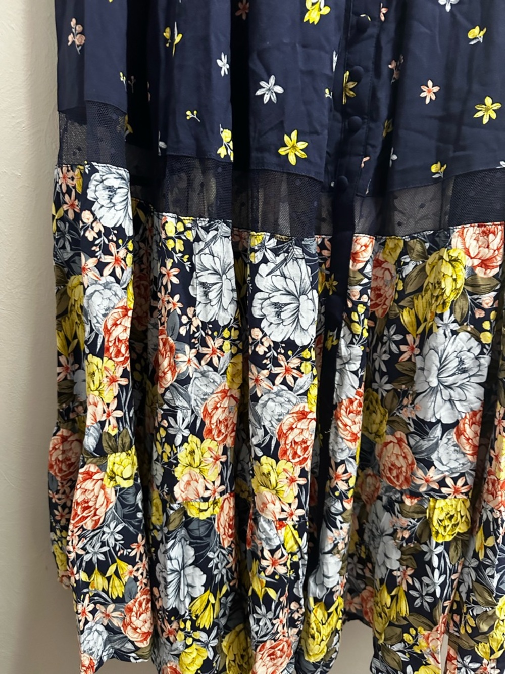 Torrid Navy Floral Tiered Maxi Dress - Picture 2 of 4